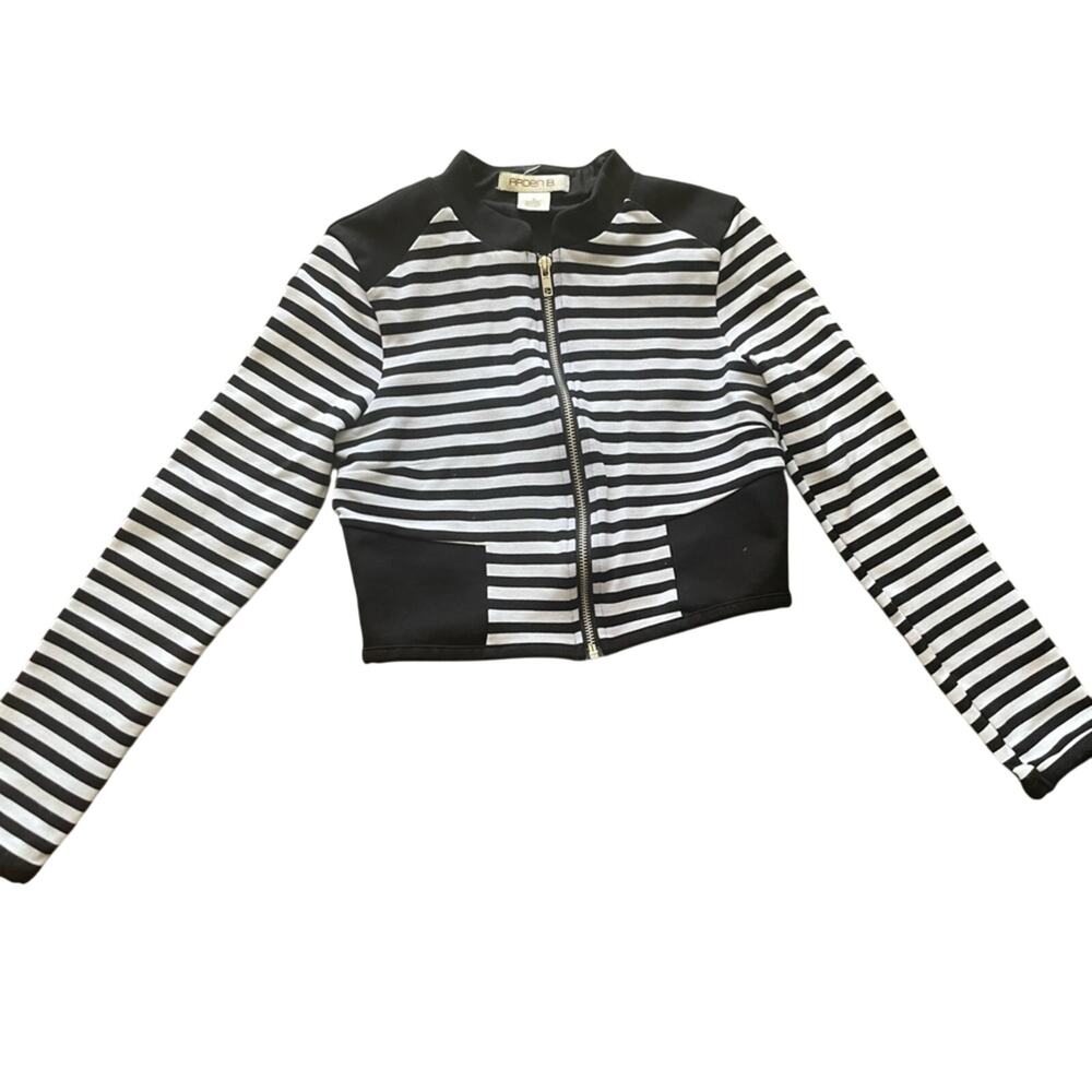 Vintage Strip Crop Jacket Size Small Arden B Y2K Feminine Goth Chic Steampunk